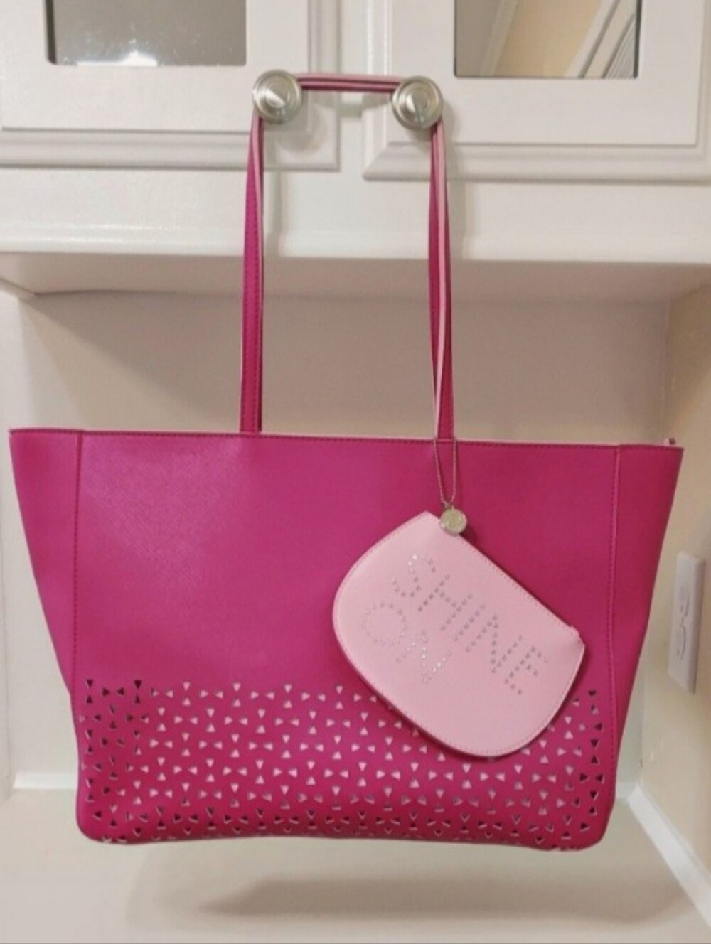 Bath & Body Works Hot Pink Tote Bag with Detachable Pouch - NWT